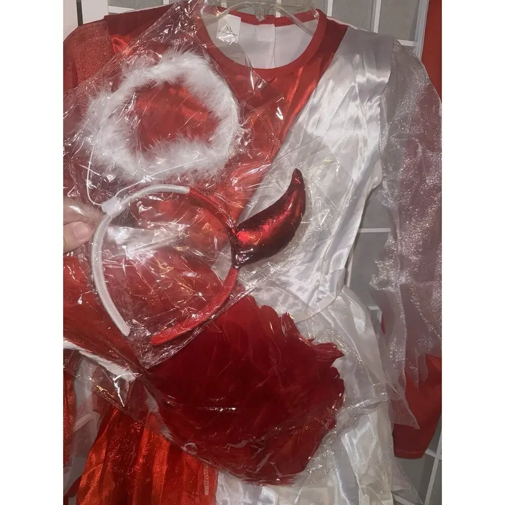 Heavenly Devil Angel Red White Fancy Halloween Child Costume Wings 10 12 New